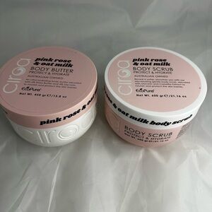 Ciroa Relax & Nourish Pink Rose & Oat Milk Body Butter 15.8oz & Scrub 21.16oz
